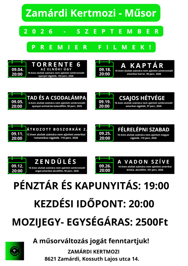 zamárdi kertmozi műsor szeptember